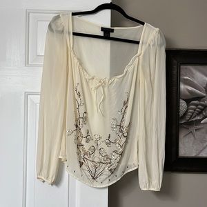 The Limited, beautiful silk ivory beaded top!